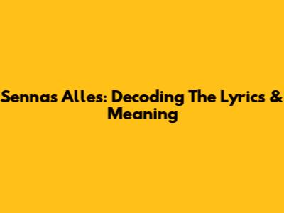 Senna's "Alles": Decoding The Lyrics & Meaning