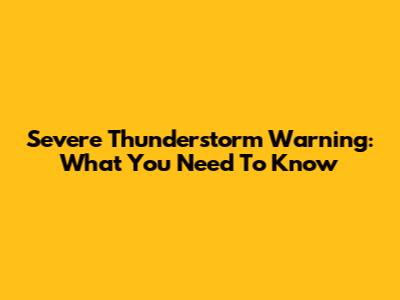 Severe Thunderstorm Warning: What You Need To Know