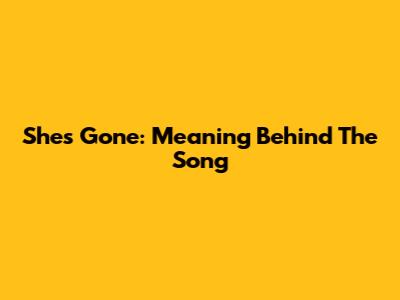 She's Gone: Meaning Behind The Song
