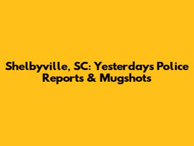 Shelbyville, SC: Yesterday's Police Reports & Mugshots
