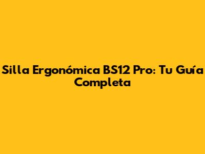 Silla Ergonómica BS12 Pro: Tu Guía Completa