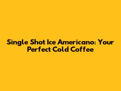Single Shot Ice Americano: Your Perfect Cold Coffee