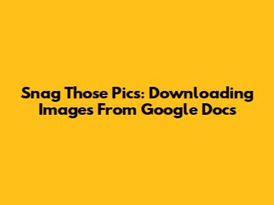 Snag Those Pics: Downloading Images From Google Docs