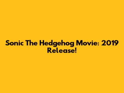 Sonic The Hedgehog Movie: 2019 Release!