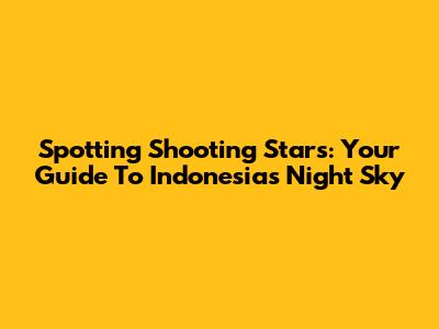 Spotting Shooting Stars: Your Guide To Indonesia's Night Sky