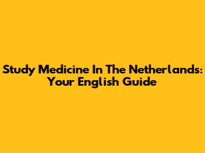 Study Medicine In The Netherlands: Your English Guide