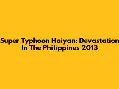 Super Typhoon Haiyan: Devastation In The Philippines 2013