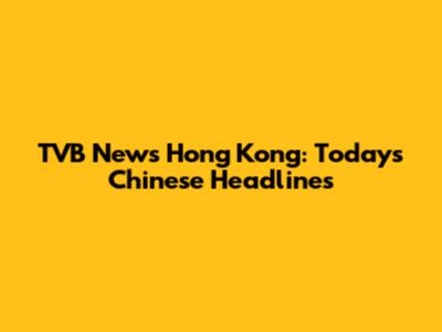 TVB News Hong Kong: Today's Chinese Headlines