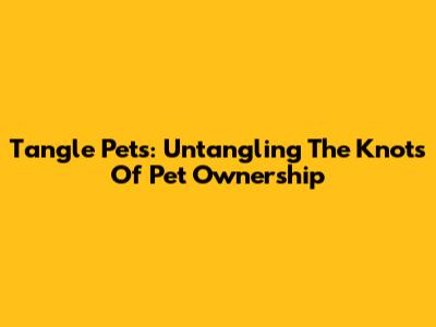 Tangle Pets: Untangling The Knots Of Pet Ownership