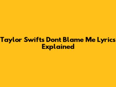 Taylor Swift's "Don't Blame Me" Lyrics Explained