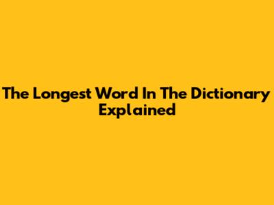 The Longest Word In The Dictionary Explained