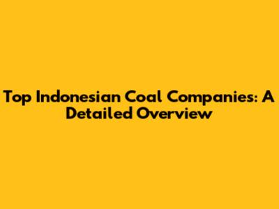 Top Indonesian Coal Companies: A Detailed Overview