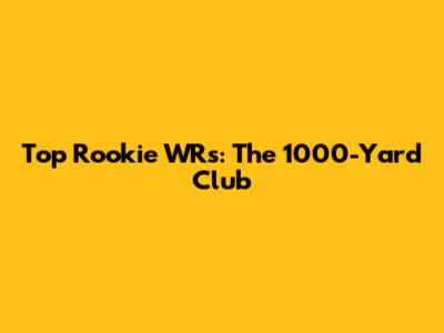 Top Rookie WRs: The 1000-Yard Club