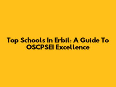 Top Schools In Erbil: A Guide To OSCPSEI Excellence