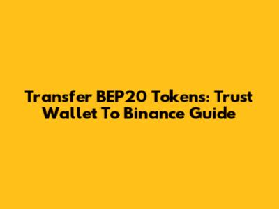 Transfer BEP20 Tokens: Trust Wallet To Binance Guide