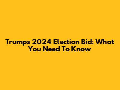 Trump's 2024 Election Bid: What You Need To Know