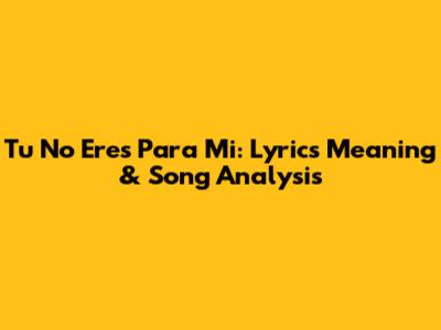 Tu No Eres Para Mi: Lyrics Meaning & Song Analysis