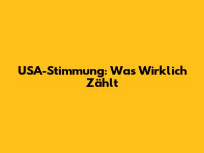 USA-Stimmung: Was Wirklich Zählt