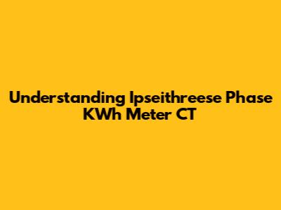 Understanding Ipseithreese Phase KWh Meter CT