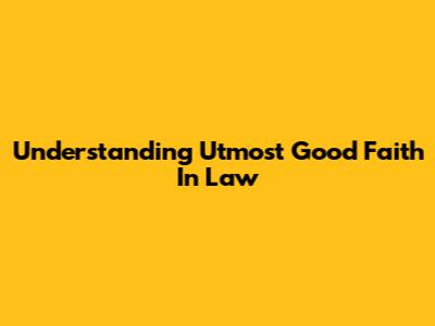 Understanding Utmost Good Faith In Law
