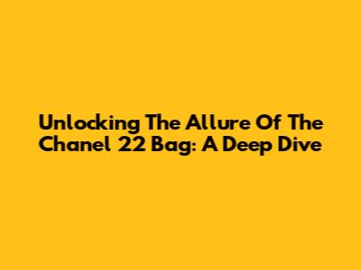 Unlocking The Allure Of The Chanel 22 Bag: A Deep Dive
