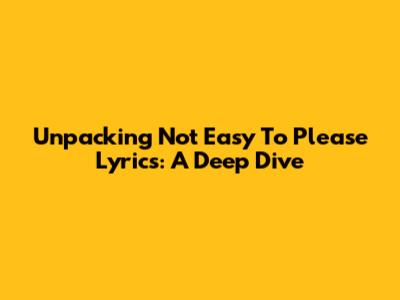 Unpacking 'Not Easy To Please' Lyrics: A Deep Dive
