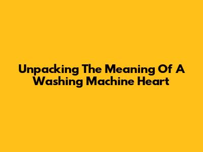 Unpacking The Meaning Of A Washing Machine Heart