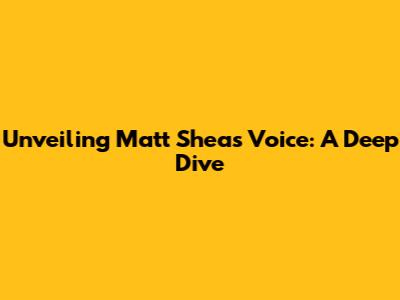 Unveiling Matt Shea's Voice: A Deep Dive