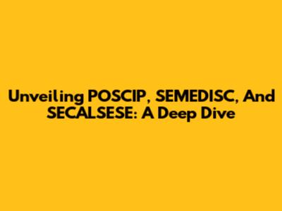 Unveiling POSCIP, SEMEDISC, And SECALSESE: A Deep Dive