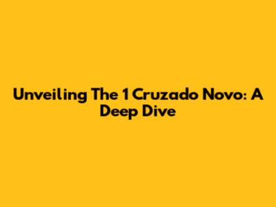 Unveiling The 1 Cruzado Novo: A Deep Dive