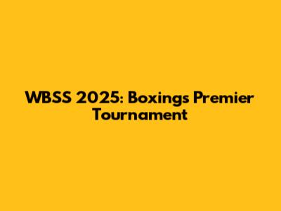 WBSS 2025: Boxing's Premier Tournament