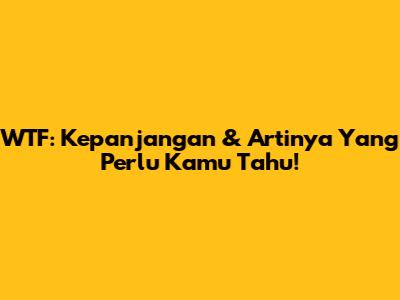 WTF: Kepanjangan & Artinya Yang Perlu Kamu Tahu!