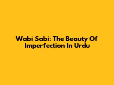 Wabi Sabi: The Beauty Of Imperfection In Urdu