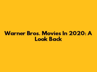 Warner Bros. Movies In 2020: A Look Back