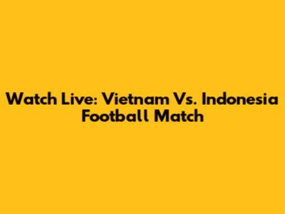 Watch Live: Vietnam Vs. Indonesia Football Match