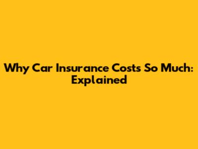 Why Car Insurance Costs So Much: Explained