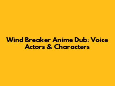 Wind Breaker Anime Dub: Voice Actors & Characters