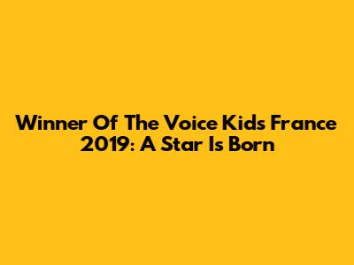 Winner Of The Voice Kids France 2019: A Star Is Born