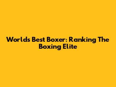 World's Best Boxer: Ranking The Boxing Elite
