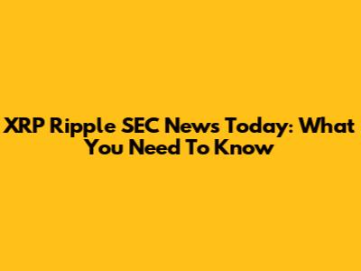 XRP Ripple SEC News Today: What You Need To Know
