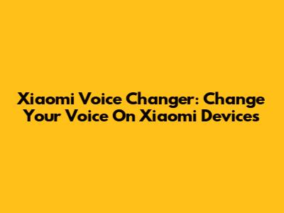 Xiaomi Voice Changer: Change Your Voice On Xiaomi Devices