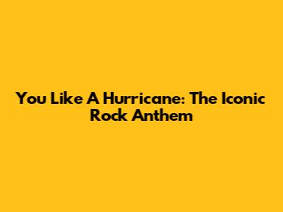 You Like A Hurricane: The Iconic Rock Anthem