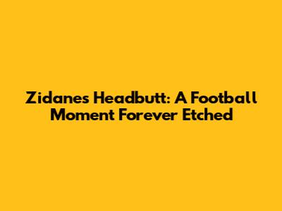Zidane's Headbutt: A Football Moment Forever Etched